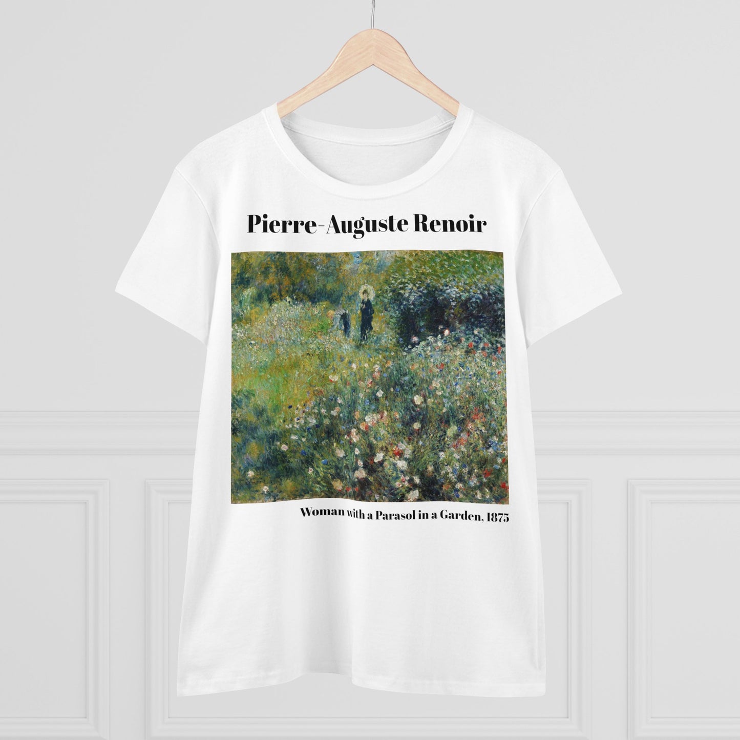 Pierre-Auguste Renoir, "Woman with a Parasol in a Garden," Women's T-Shirt, gift, cotton artsy tshirt