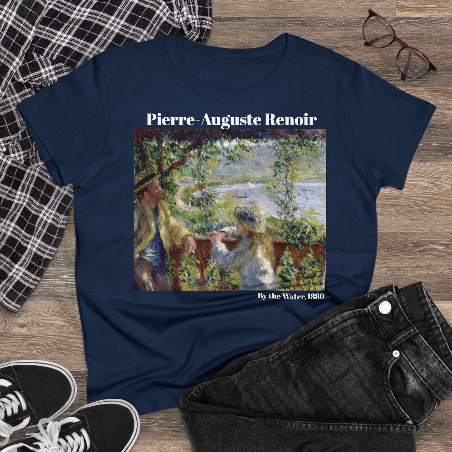 Pierre-Auguste Renoir, "By the Water," Women's T-Shirt, gift for her, cotton artsy tshirt