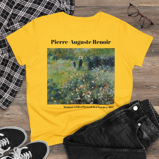 Pierre-Auguste Renoir, "Woman with a Parasol in a Garden," Women's T-Shirt, gift, cotton artsy tshirt