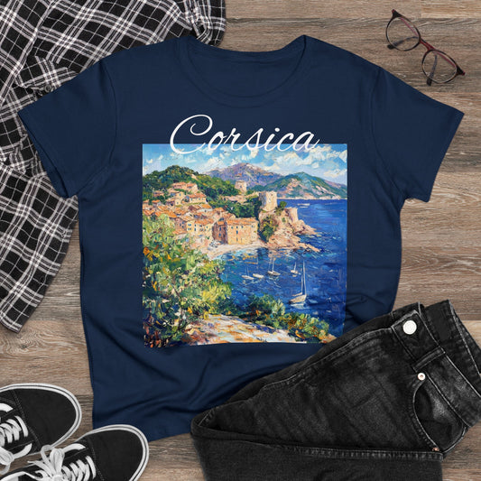 "Corsica" Women's softstyle, semi-fitted, T-Shirt, La Corse, Artsy Aesthetic, Graphic tee, Gift