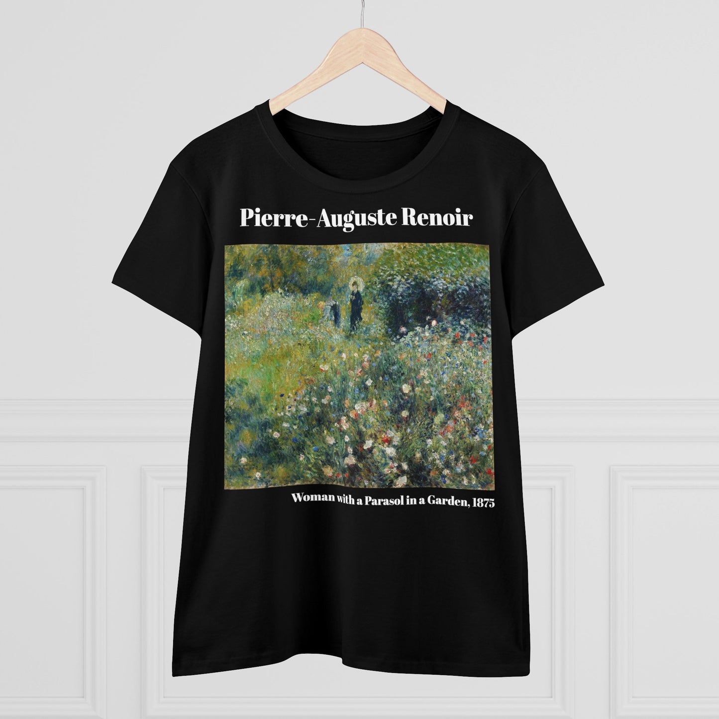 Pierre-Auguste Renoir, "Woman with a Parasol in a Garden," Women's T-Shirt, gift, cotton artsy tshirt