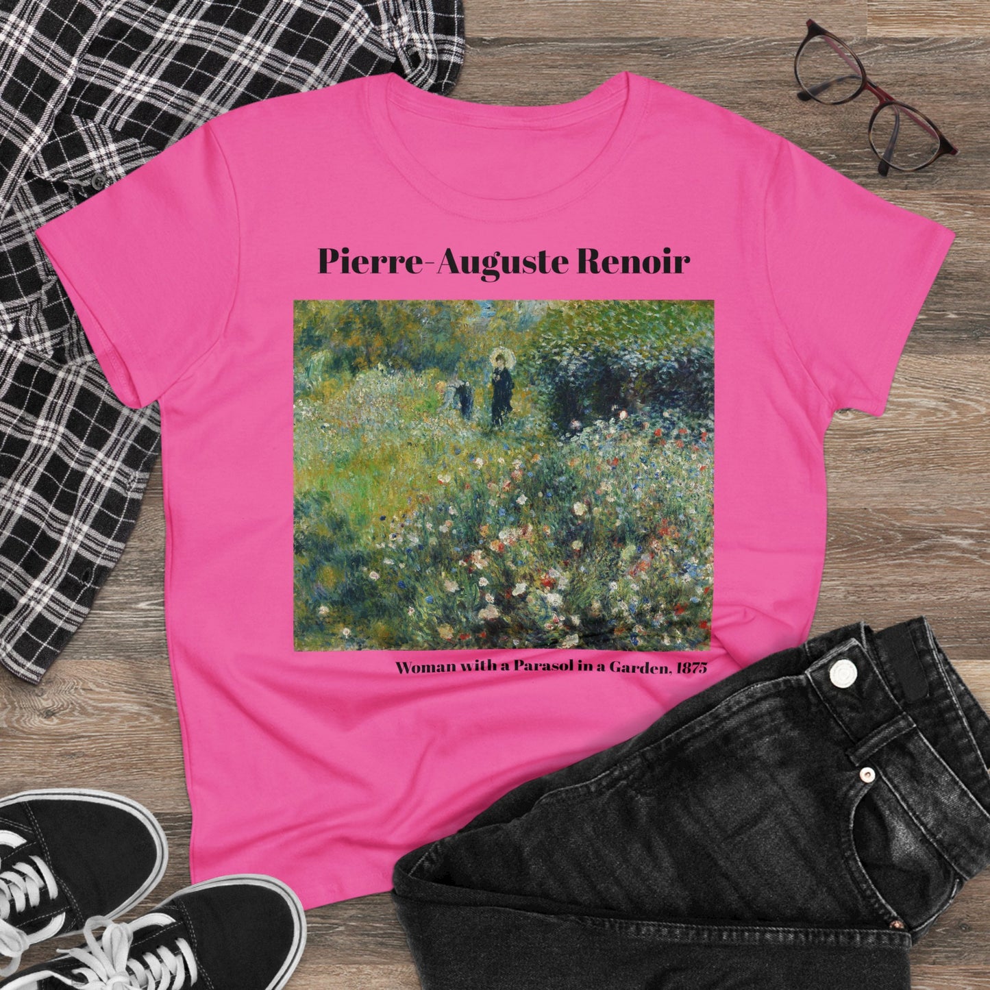 Pierre-Auguste Renoir, "Woman with a Parasol in a Garden," Women's T-Shirt, gift, cotton artsy tshirt