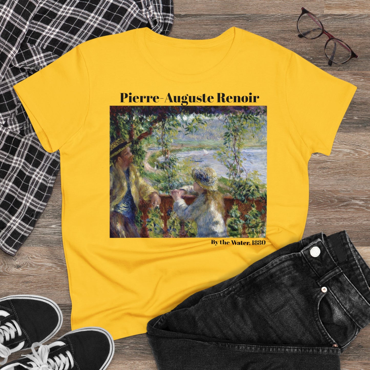 Pierre-Auguste Renoir, "By the Water," Women's T-Shirt, gift for her, cotton artsy tshirt