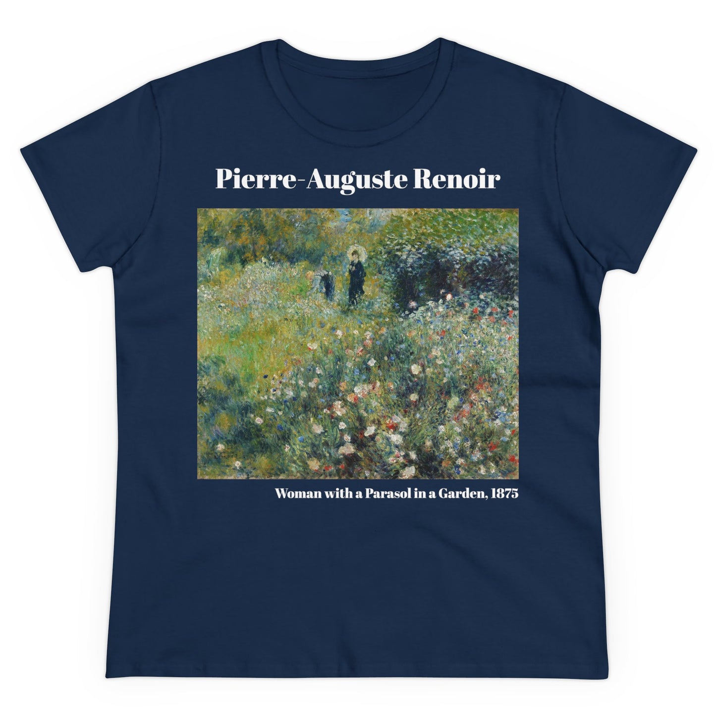 Pierre-Auguste Renoir, "Woman with a Parasol in a Garden," Women's T-Shirt, gift, cotton artsy tshirt