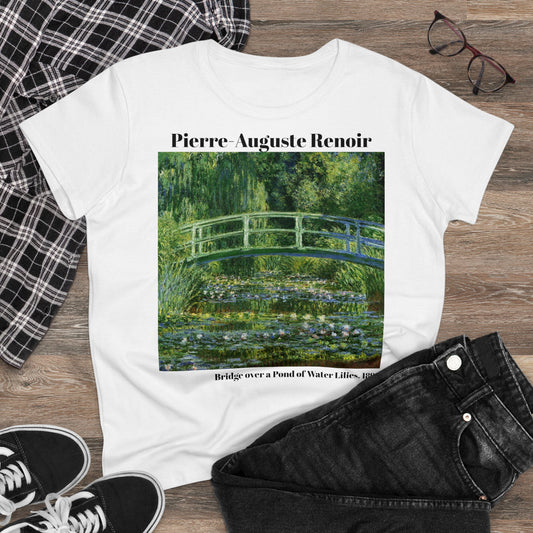 Pierre-Auguste Renoir, "Bridge over a Pond of Water Lilies," Women's T-Shirt, artsy cotton, graphic tshirt, gift for her